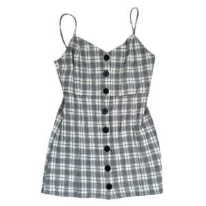 Zara TRF Collection Plaid Mini Dress Button Front Fitted Summer Casual Size S